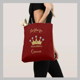 Pickleball Queen Glam Glitz Monogram Name Gold Draagtas