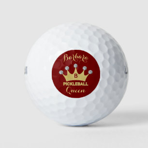 Pickleball Queen Glam Glitz Monogram Name Gold Golfballen