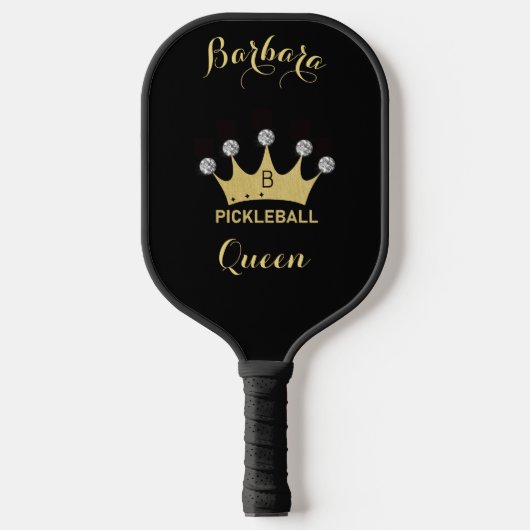 Pickleball Queen Glam Glitz Monogram Name Gold Pickleball Paddle (Voorkant)