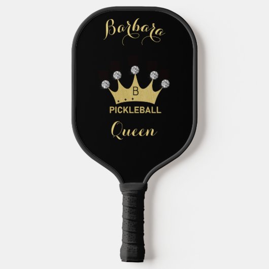 Pickleball Queen Glam Glitz Monogram Name Gold Pickleball Paddle (Achterkant)