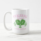 Pickleball Queen Logo Monogram Aangepaste naam Koffiemok (Links)