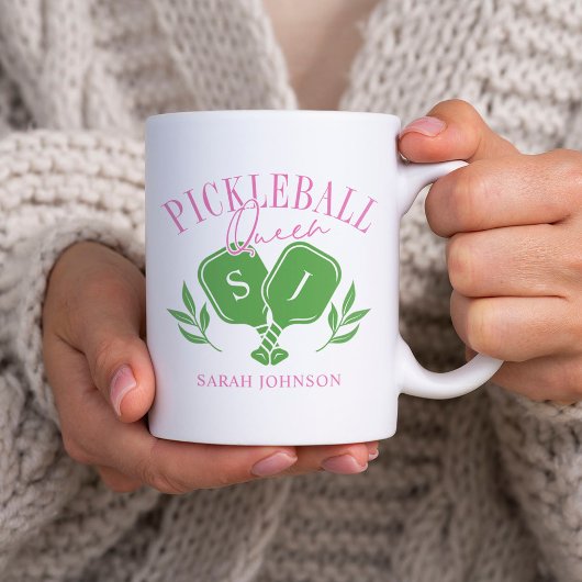 Pickleball Queen Logo Monogram Aangepaste naam Koffiemok