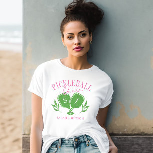 Pickleball Queen Logo Monogram Aangepaste naam T-shirt