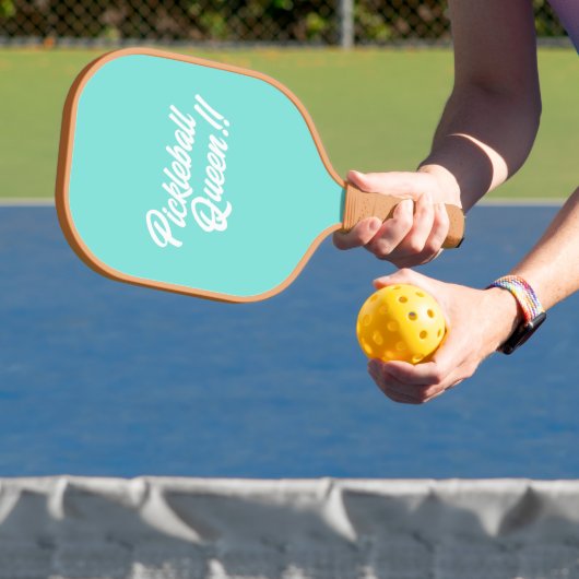 "Pickleball Queen" peddel in blauwgroen - Personal Pickleball Paddle (Insitu)