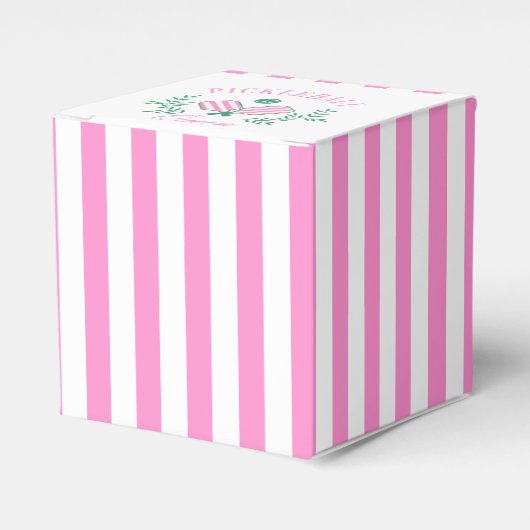 Pickleball Queen | roze en wit gestreept Bedankdoosjes (Voorkant Zijde)