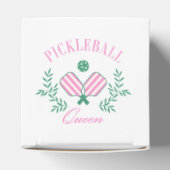 Pickleball Queen | roze en wit gestreept Bedankdoosjes (Bovenkant)