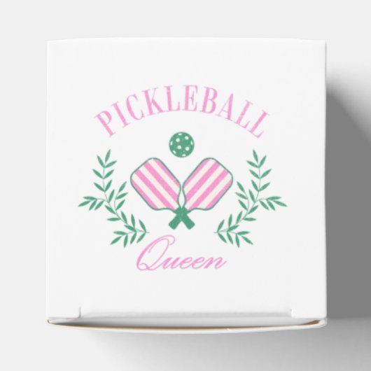 Pickleball Queen | roze en wit gestreept Bedankdoosjes (Bovenkant)
