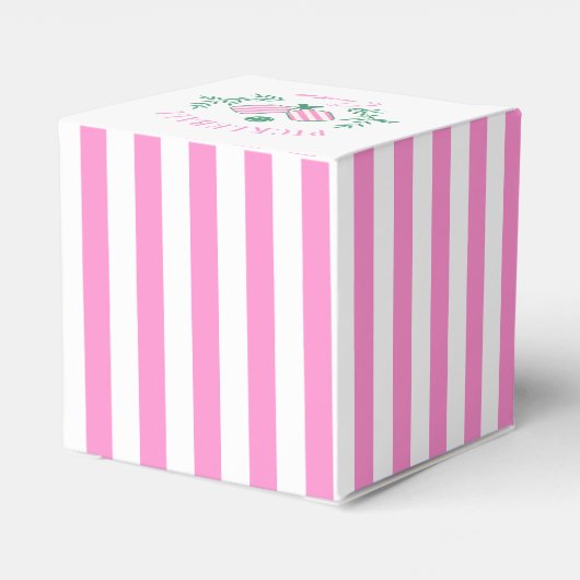 Pickleball Queen | roze en wit gestreept Bedankdoosjes (Achterkant)