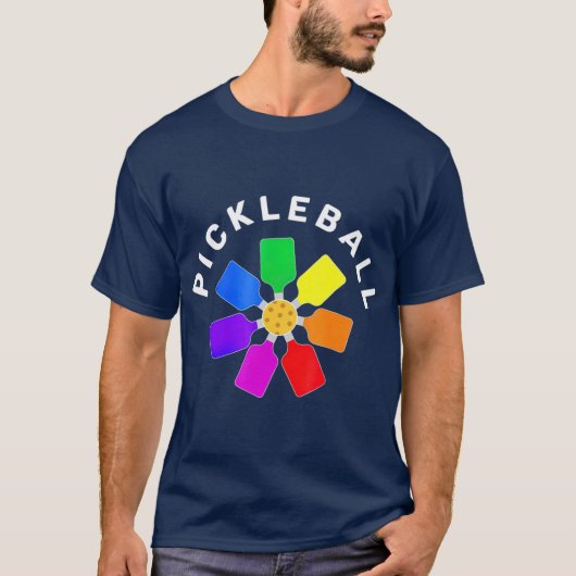 Pickleball Rainbow-ontwerp T-shirt (Voorkant)