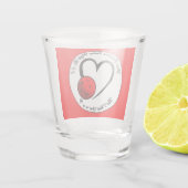 Pickleball Rating Valentijn Hart Rood en Wit Shot Glas (Achterkant)