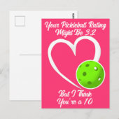 Pickleball Rating Valentijnshart Groen Roze Briefkaart (Voorkant / Achterkant)