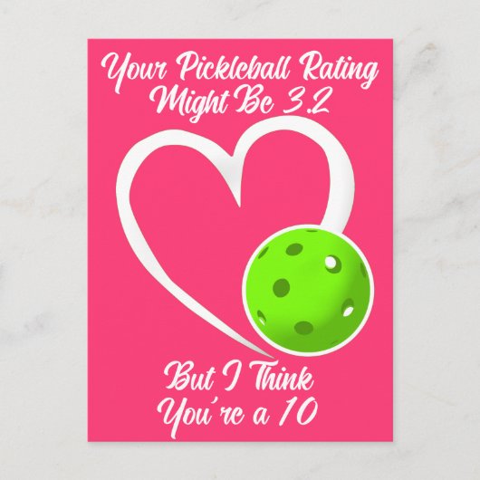 Pickleball Rating Valentijnshart Groen Roze Briefkaart (Voorkant)