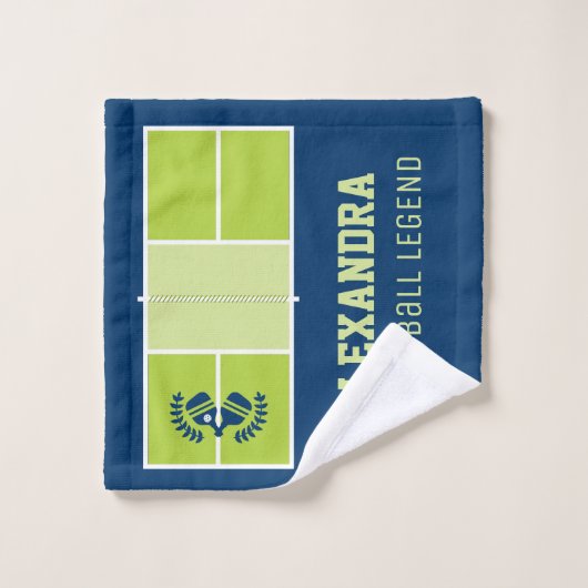 Pickleball-rechtbank met aangepaste tekst bad handdoek (Wasdoekje)