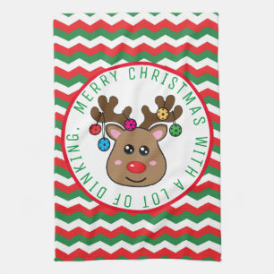 Pickleball Reindeer Kitchen Towel Theedoek