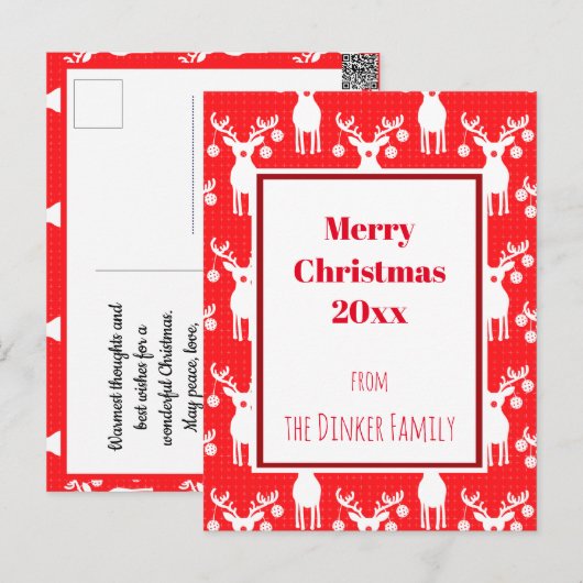 Pickleball Reindeers Merry 🎁 kerst Briefkaart (Voorkant / Achterkant)