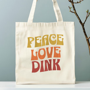 Pickleball Retro Peace Love Dink Tote Bag