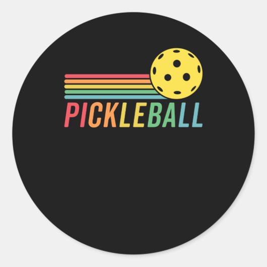 Pickleball Retro Sunset Sport Game Pickle Ball Ronde Sticker (Voorkant)