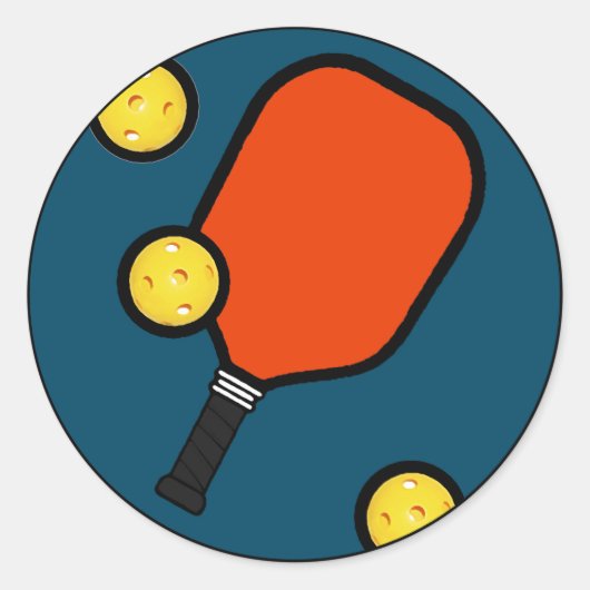 Pickleball Ronde Sticker (Voorkant)
