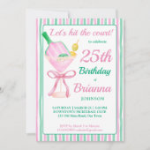 Pickleball rose et vert invitation de fête d'anniv (Devant)