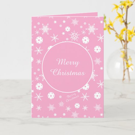 Pickleball 💟 rose 🎄 Joyeuse carte de Noël (Fleur jaune)
