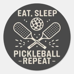 Pickleball Routine: Eet Slaap Pickleball Herhalen Ronde Sticker