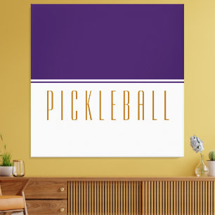 PICKLEBALL Royal Paarse witte kleur bloktekst Canvas Afdruk
