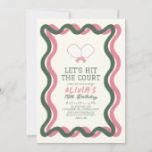 Pickleball Roze & Groen Wavy Lijst Meisje Verjaard Kaart (Voorkant)