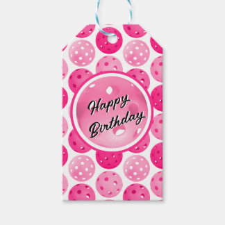 Pickleball Roze & Wit Pickleballs gepersonaliseerd Cadeaulabel