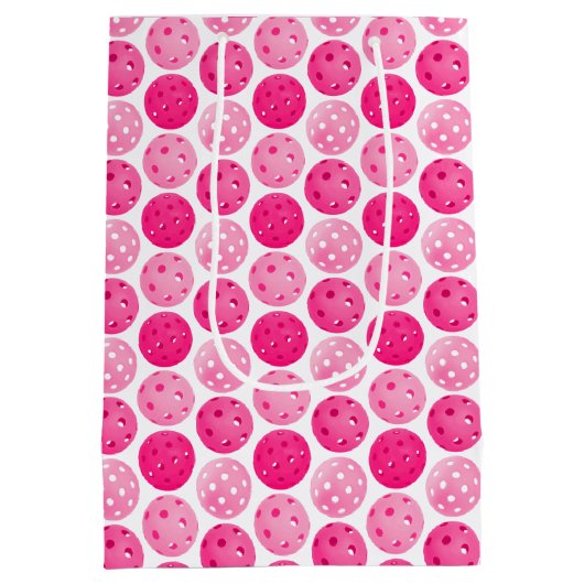 Pickleball Roze & Wit Pickleballs gepersonaliseerd Medium Cadeauzakje (Achterkant)