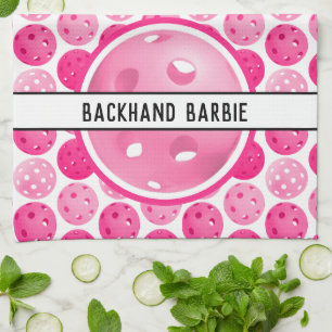 Pickleball Roze & Wit Pickleballs gepersonaliseerd Theedoek