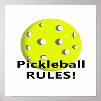 Pickleball Rules! Met gele zwarte kogeltekst Poster