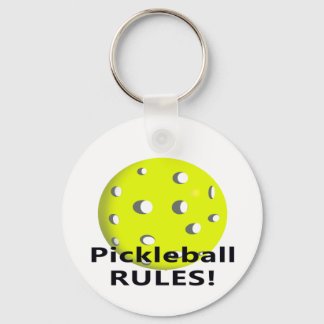 Pickleball Rules! Met gele zwarte kogeltekst Sleutelhanger