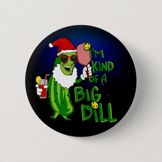 Pickleball Santa Big Dill Ronde Button 5,7 Cm (Voorkant)