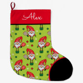Pickleball 🎅 Santa Large Kerstmis Stocking Grote Kerstsok (Voorkant)