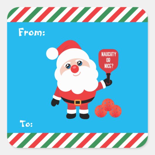 Pickleball 🎅 Santa Square Sticker (Voorkant)