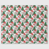 Pickleball Santas en kerstbomen Cadeaupapier (Vlak)