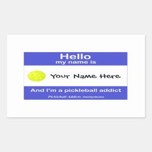 Pickleball schrijft anonieme naamtag uit rechthoekige sticker