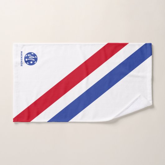 Pickleball serviette Rouge Blanc Bleu Bleu Bande P (Serviette à main)