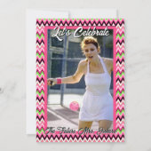 Pickleball Shower Dinks & Drinks Pink Chevron Kaart (Achterkant)