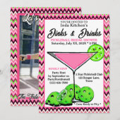 Pickleball Shower Dinks & Drinks Pink Chevron Kaart (Voorkant / Achterkant)