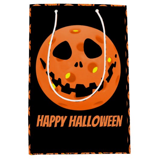 Pickleball Skeleton Jack-o'-Lantern Halloween Medium Cadeauzakje (Voorkant)