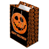 Pickleball Skeleton Jack-o'-Lantern Halloween Medium Cadeauzakje (Achterkant Gekanteld)