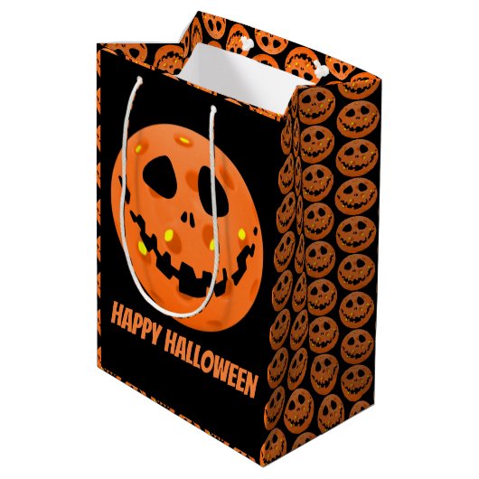 Pickleball Skeleton Jack-o'-Lantern Halloween Medium Cadeauzakje (Achterkant Gekanteld)
