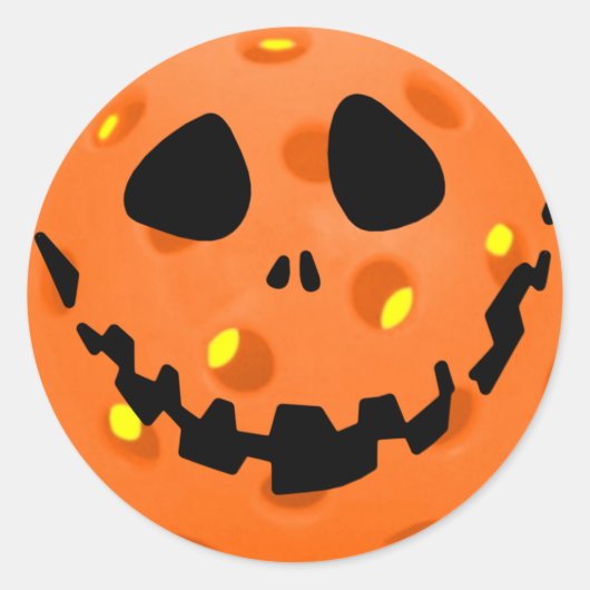 Pickleball Skeleton Jack-o'-Lantern Halloween Ronde Sticker (Voorkant)