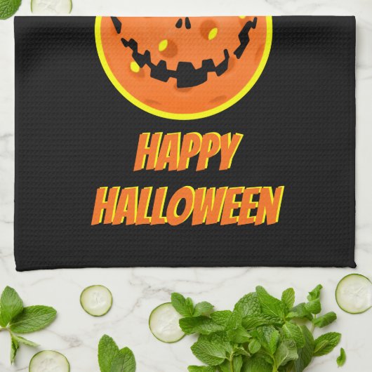 Pickleball Skeleton Jack-o'-Lantern Halloween Theedoek (Gevouwen)