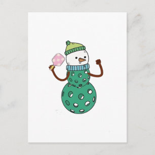 Pickleball Sneeuwman Grappig Kerstmis Xmas Feestdagenkaart