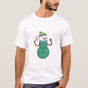 Pickleball Sneeuwman Grappig Kerstmis Xmas T-shirt