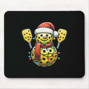 Pickleball Sneeuwman Santa Hat Lights Christmas Pi Muismat