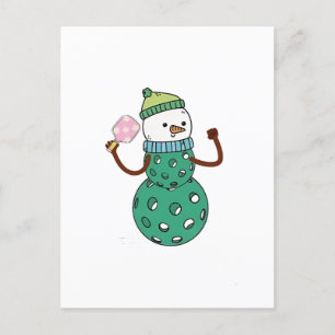 Pickleball Snowman Funny Christmas Aankondigingskaart