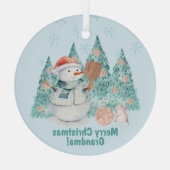 Pickleball Snowmen, kerst met een klein beetje Glas Ornament (Achterkant)